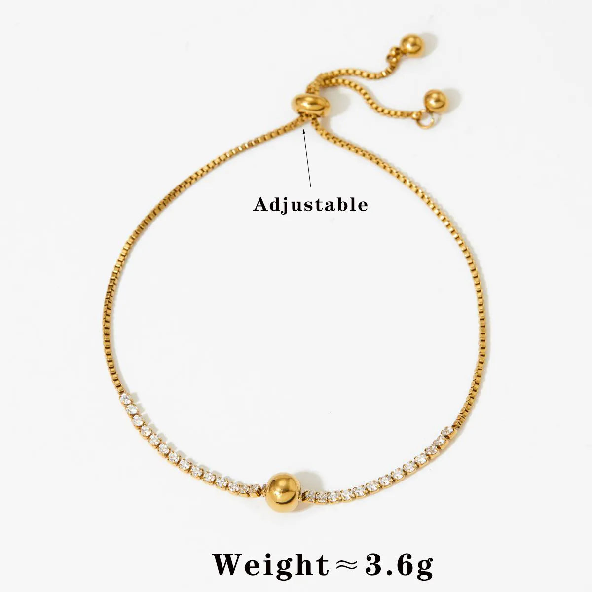 Modern Style Solid Color 304 Stainless Steel 16K Gold Plated White Gold Plated Gold Plated Rhinestones Bracelets In Bulk