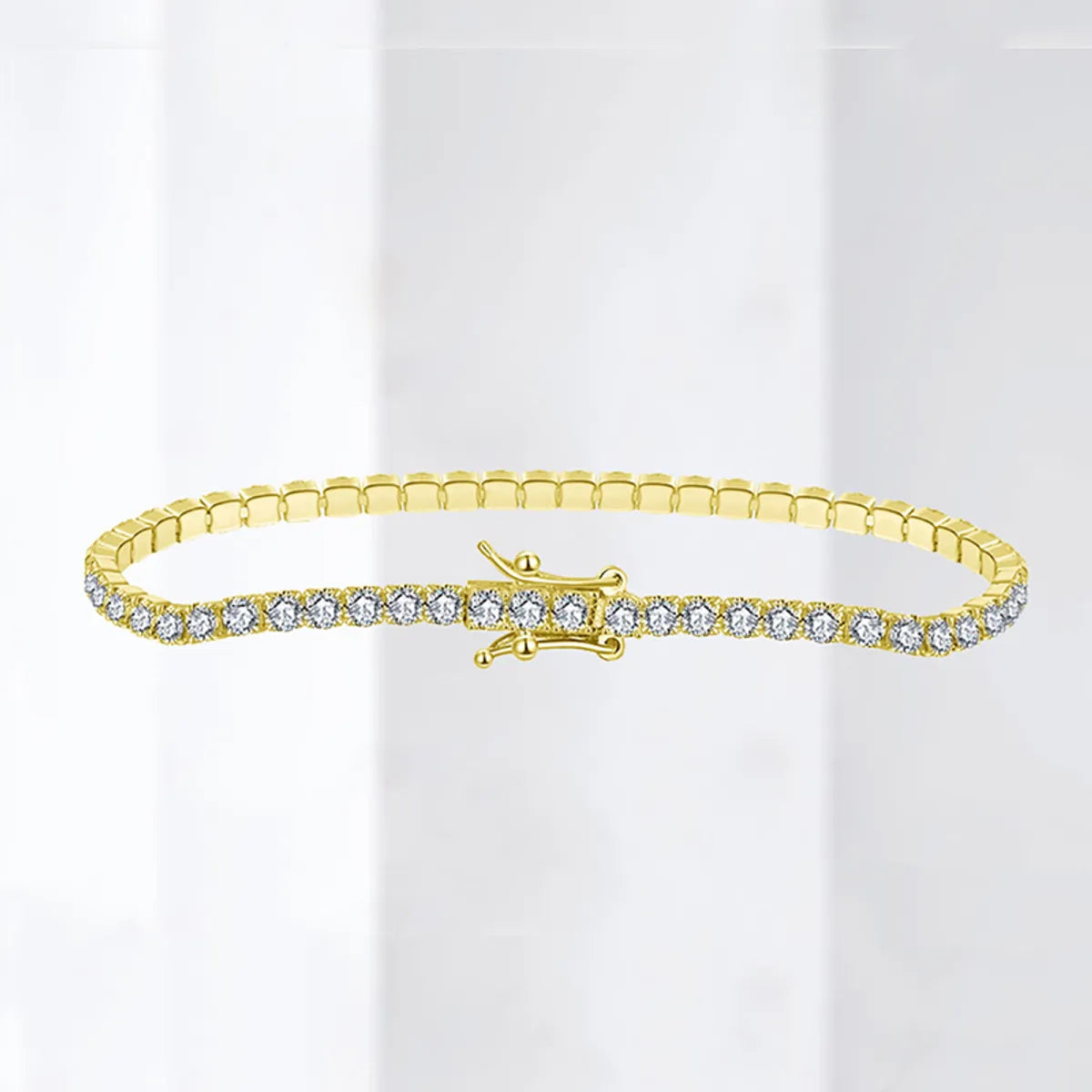 Modern Style Solid Color Sterling Silver Inlay Zircon Tennis Bracelet