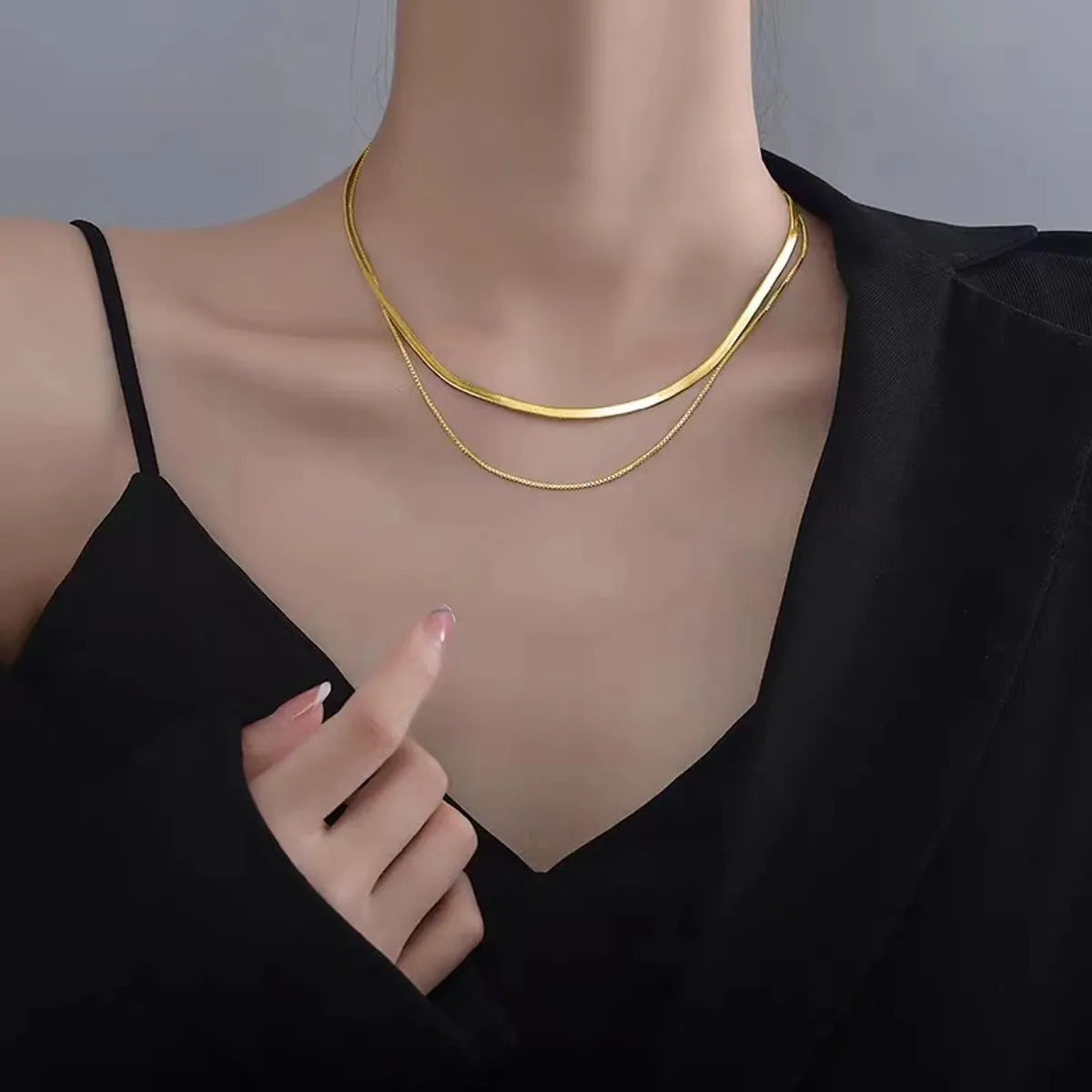 Modern Style Solid Color Titanium Steel Plating Necklace