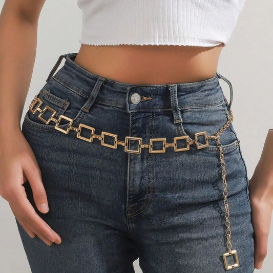 Modern Style Square Alloy Women'S Chain Belts