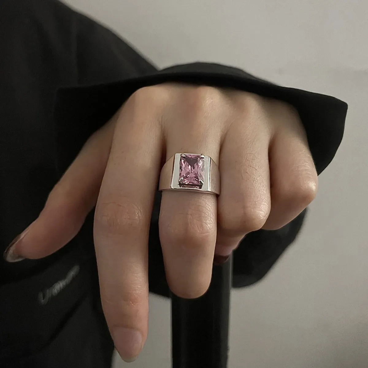 Modern Style Square Copper Inlay Zircon Open Rings