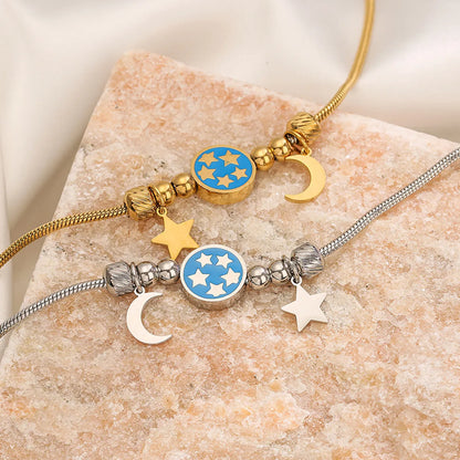 Modern Style Star Moon Titanium Steel Plating 18k Gold Plated Bracelets