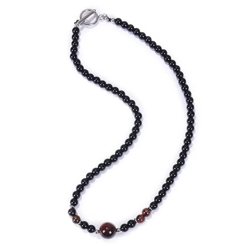 Modern Style Streetwear Geometric Tiger Eye Obsidian Unisex Necklace