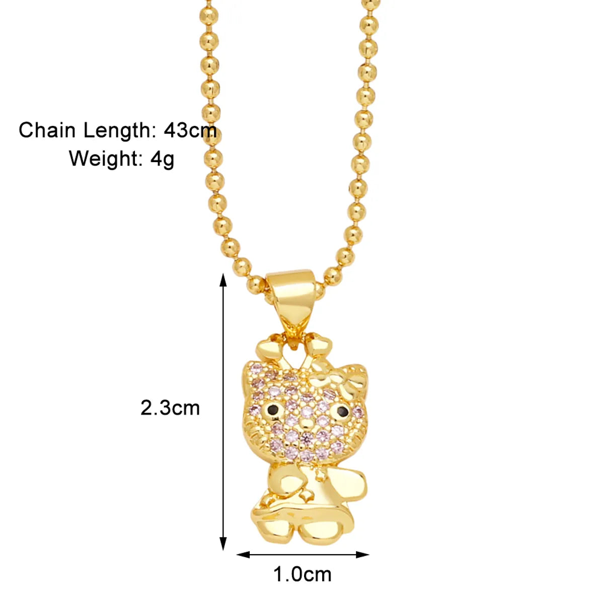 Modern Style Streetwear Little Bear Copper Plating Inlay Zircon 18k Gold Plated Pendant Necklace