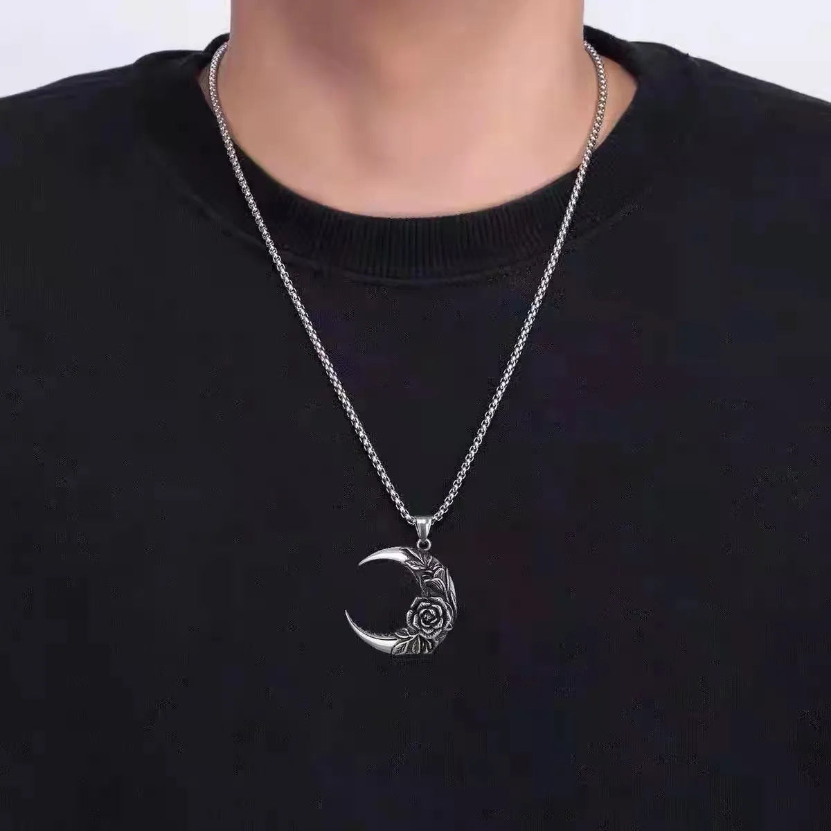 Modern Style Streetwear Moon Stainless Steel Alloy Unisex Pendant Necklace