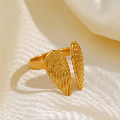 304 Stainless Steel 18K Gold Plated Modern Style Streetwear Plating Wings Open Rings