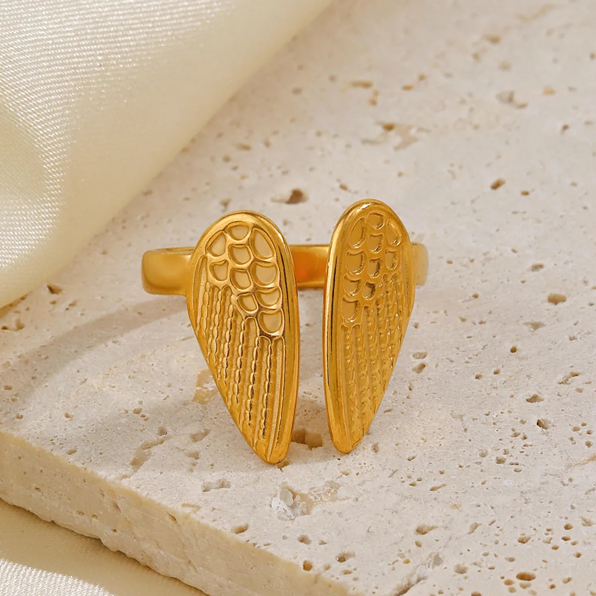 304 Stainless Steel 18K Gold Plated Modern Style Streetwear Plating Wings Open Rings