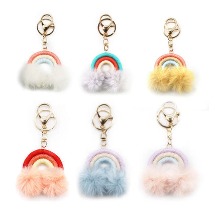 Modern Style Stripe Cotton Women'S Bag Pendant Keychain