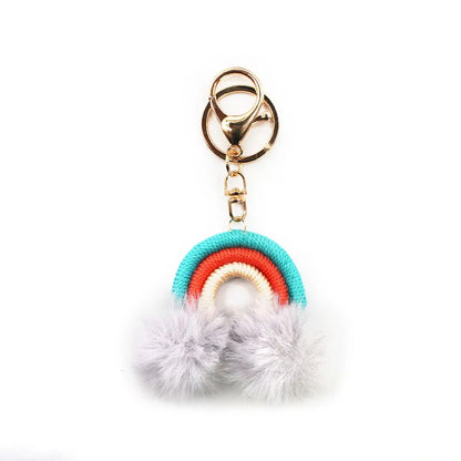 Modern Style Stripe Cotton Women'S Bag Pendant Keychain