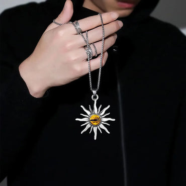 Modern Style Sun Stainless Steel Alloy Plating Men's Pendant Necklace