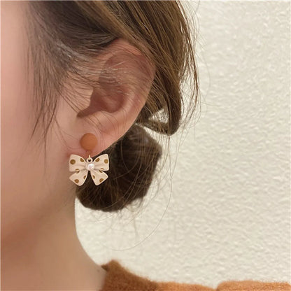 Modern Style Sweet Bow Knot Imitation Pearl Alloy Plating Women's Drop Earrings