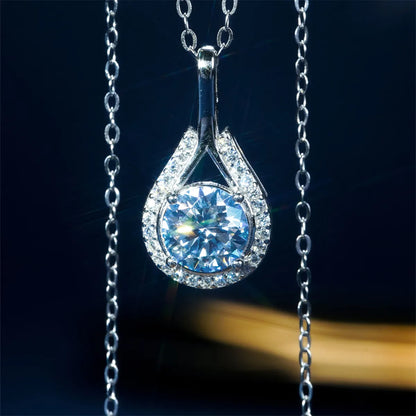 Moissanite Cable Chain Inlay Water Droplets GRA Certificate Pendant Necklace