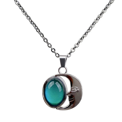 Moon Gemstone Temperature And Mood Color Changing Necklace