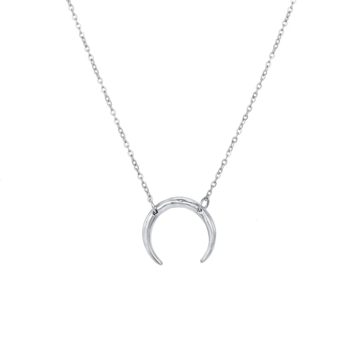 Moon Shaped Double Hole Female Necklace Stainless Steel Women's Necklace