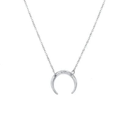 Moon Shaped Double Hole Female Necklace Stainless Steel Women's Necklace