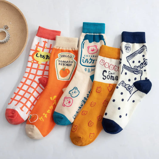 Moroccan Pattern Cartoon Illustration Women'S Socks Autumn And Winter Long-Tube Plaid Socks