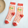 Moroccan Pattern Cartoon Illustration Women'S Socks Autumn And Winter Long-Tube Plaid Socks