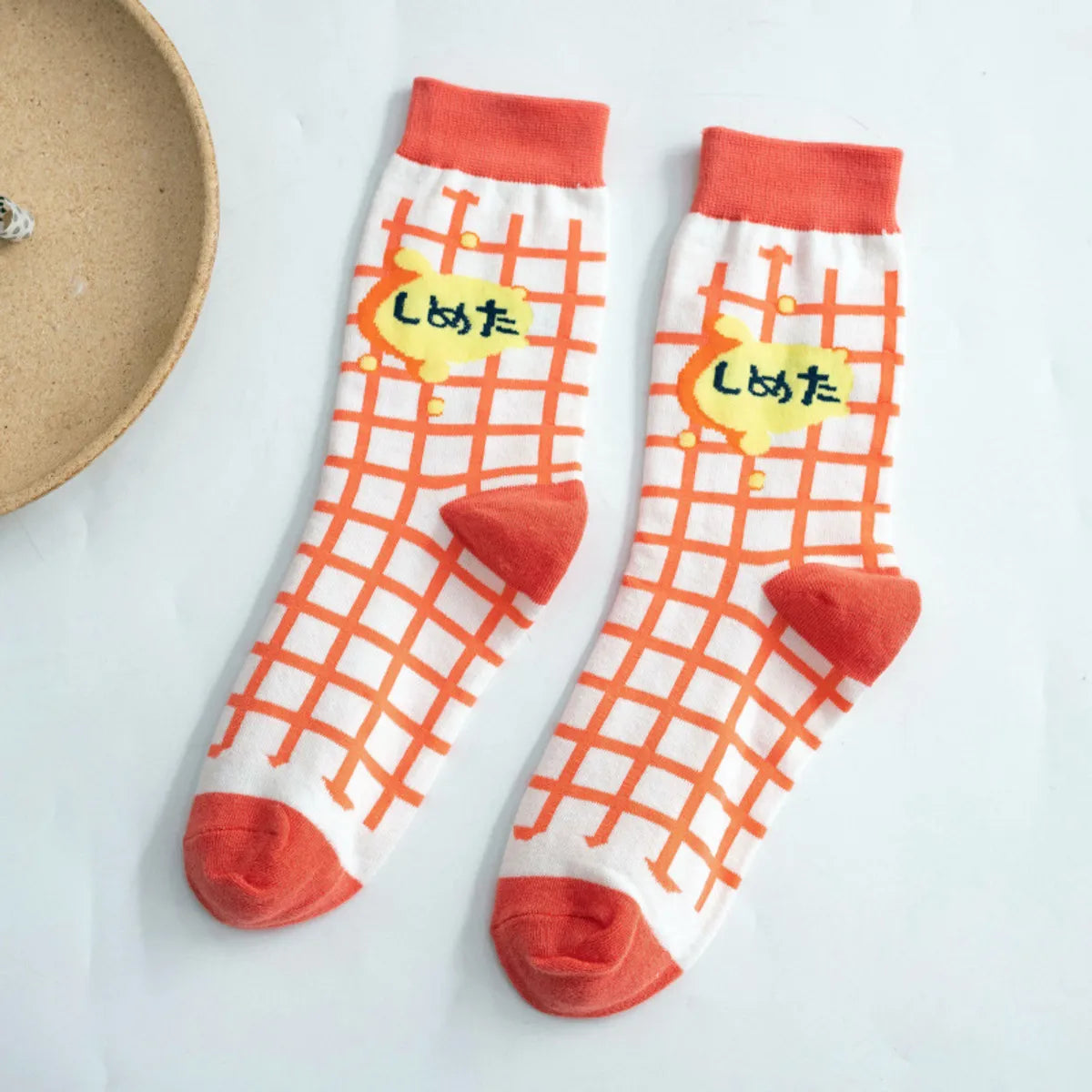 Moroccan Pattern Cartoon Illustration Women'S Socks Autumn And Winter Long-Tube Plaid Socks