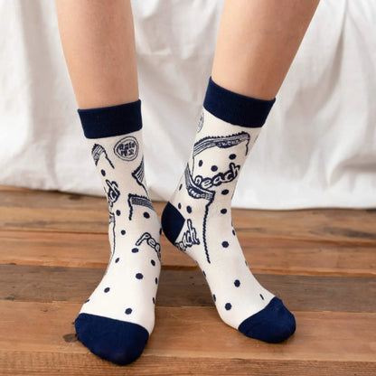 Moroccan Pattern Cartoon Illustration Women'S Socks Autumn And Winter Long-Tube Plaid Socks