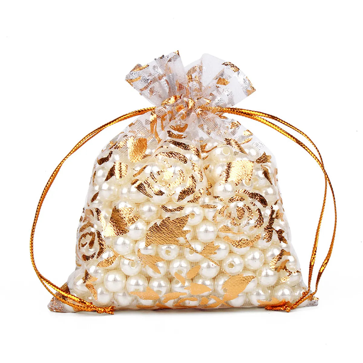 Multi-Size Bronzing Rose Gauze Gift Decoration Organza Bunch Pocket Candy Bag Wholesale