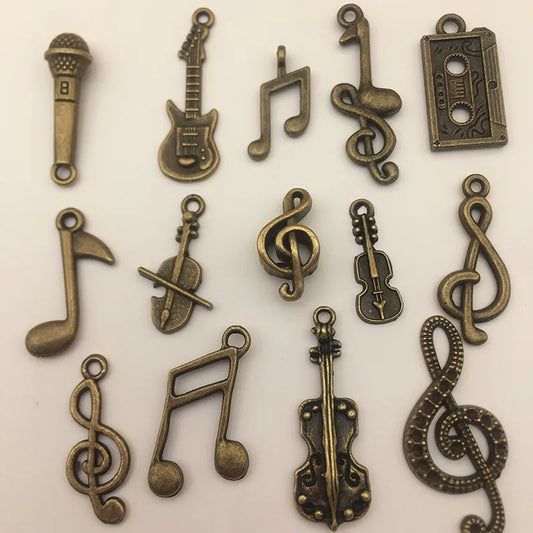 Musical Note Music Alloy Accessories Musical Instrument Diy Jewelry Accessories Necklace Bracelet Earrings Hairpin Pendant Wholesale