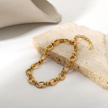 Narrow Chain Cross Buckle Bracelet 18k Gold-plated Stainless Steel Fashion Bracelet