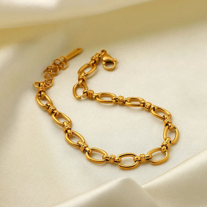 Narrow Chain Cross Buckle Bracelet 18k Gold-plated Stainless Steel Fashion Bracelet