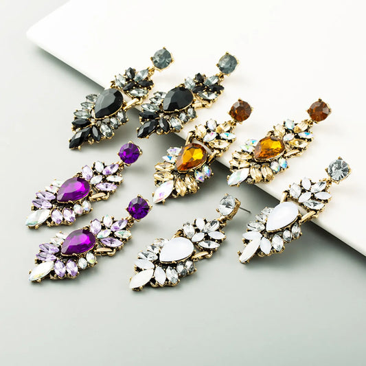 National Style New Alloy Rhinestone Exaggerated Long Earrings Wholesale Gooddiy