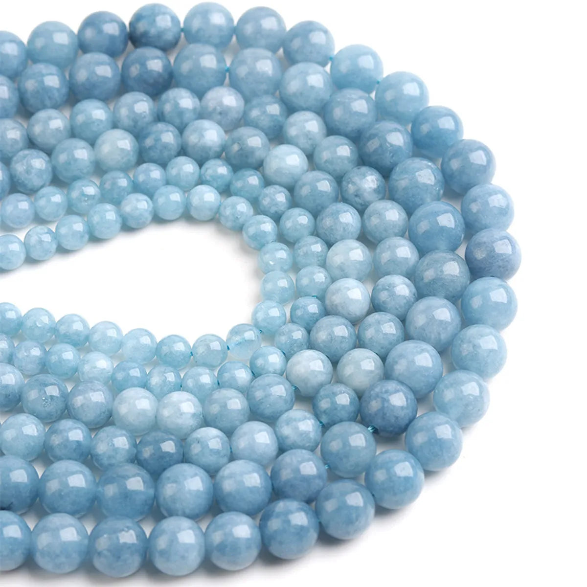 1 Set Diameter 4mm Diameter 6 Mm Diameter 8mm Hole 1~1.9mm Aquamarine Round Beads