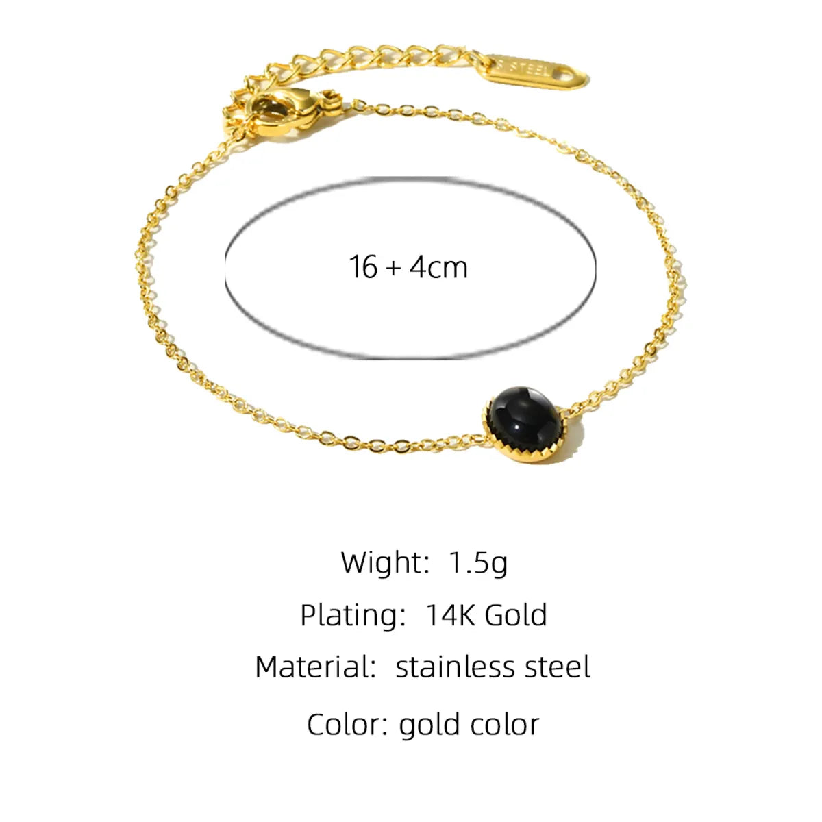 Natural Stone Bracelet European And American Titanium Steel Chain Oval Stone Bracelet Wholesale