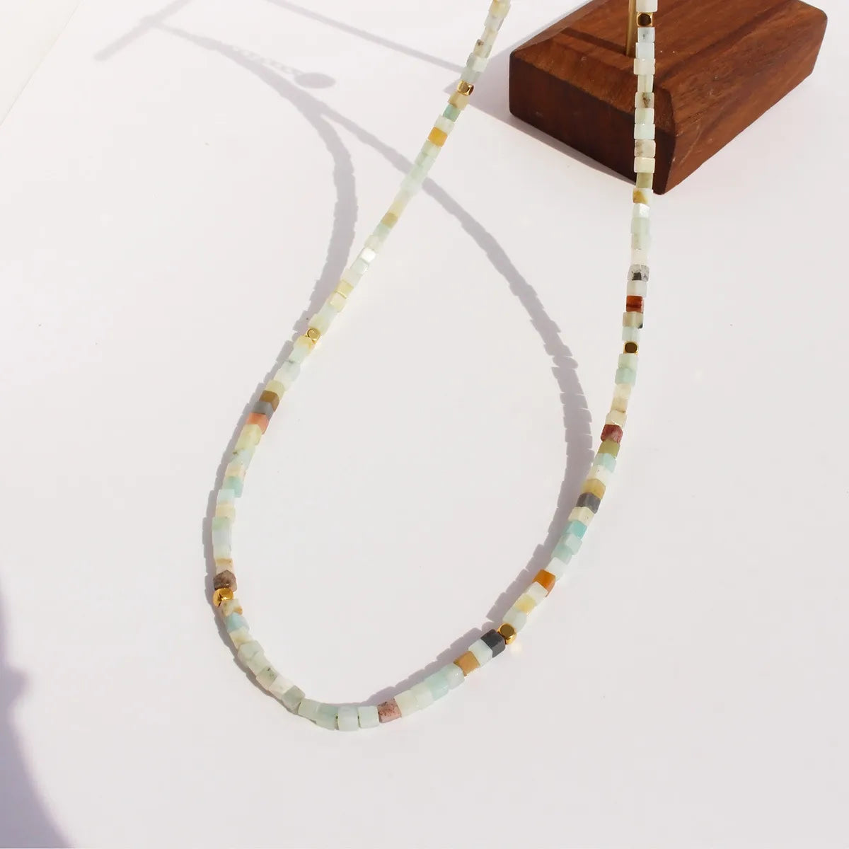 Natural Stone Brass Simple Style Classic Style Beaded Color Block Necklace