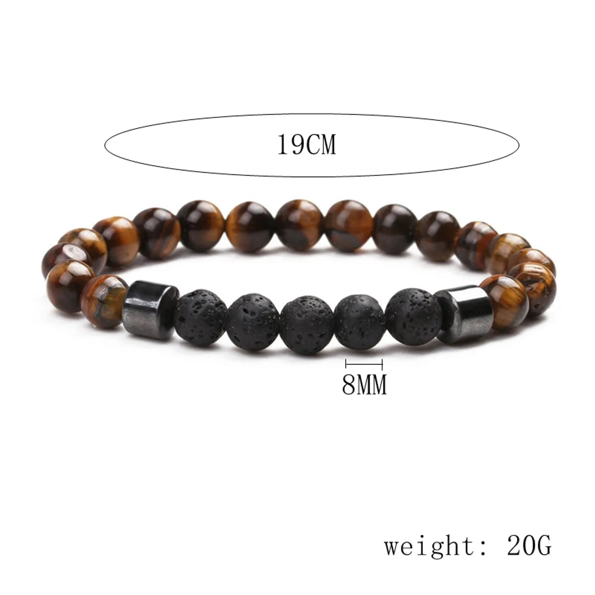 Natural Stone Fashion Geometric Bracelet  (tiger Eye +5 Volcanic Stone) Nhyl0101-tiger-eye-+5-volcanic-stone