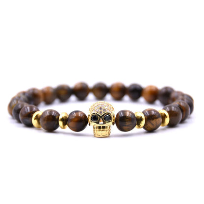 Natural Stone Fashion Skeleton Skull Bracelet  (green Pine Suit) Nhyl0384-green-pine-suit