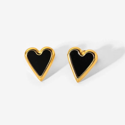 1 Pair Fashion Heart Plating Inlay Stainless Steel Shell Gold Plated Ear Studs