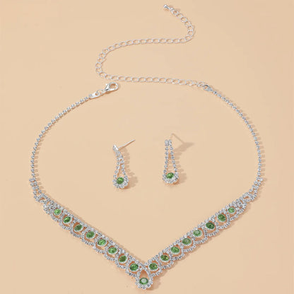 Necklace And Earrings Set Woven Rhinestone Clavicle Bridal Jewelry