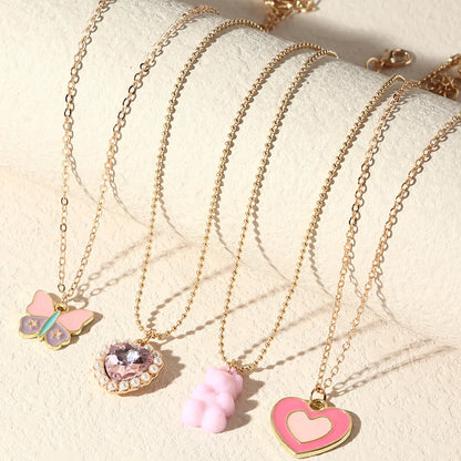 Necklace Butterfly Heart Bear Creative Round Bead Chain Necklace