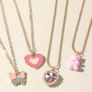 Necklace Butterfly Heart Bear Creative Round Bead Chain Necklace