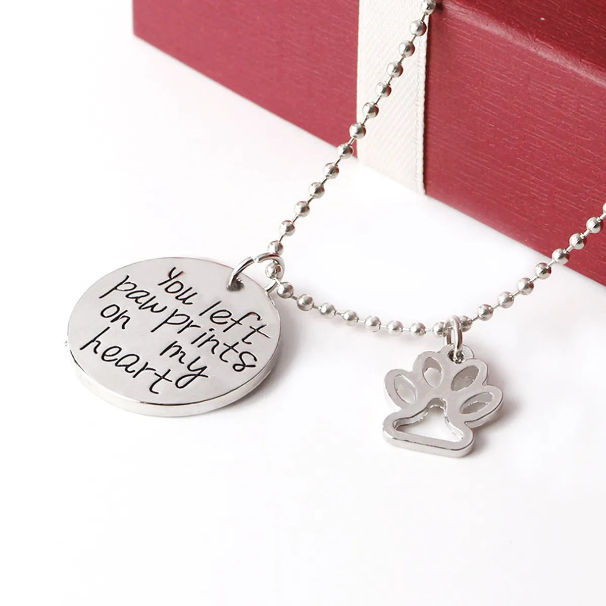 Necklace Letters You Left Paw Prints On My Heart Dog Claw Pendant Necklace Wholesale Nihaojewelry