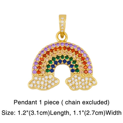 Necklace Thick Chain Necklace Rainbow Pendant Necklace Colorful Zircon Hiphop Necklace Wholesale