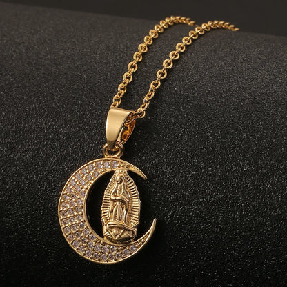 New 18k Gold Virgin Mary Pendant Copper Necklace Wholesale Gooddiy