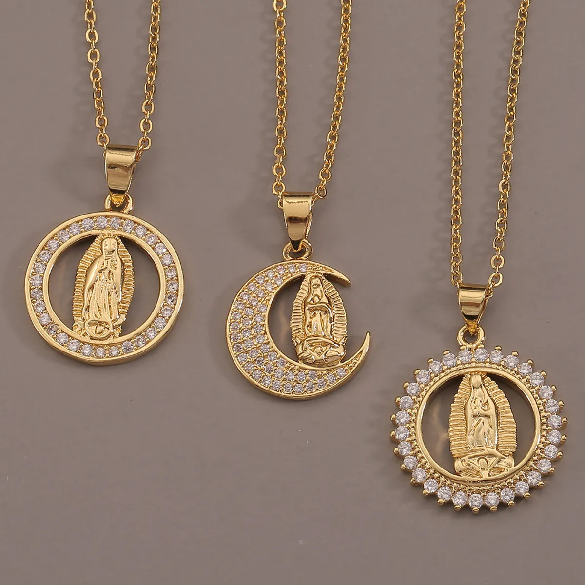 New 18k Gold Virgin Mary Pendant Copper Necklace Wholesale Gooddiy