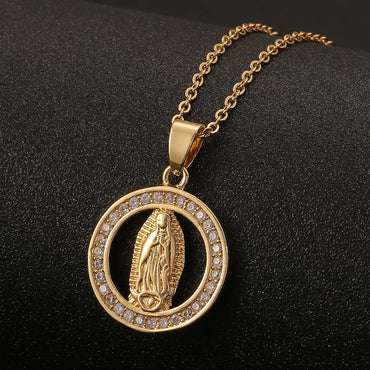 New 18k Gold Virgin Mary Pendant Copper Necklace Wholesale Gooddiy