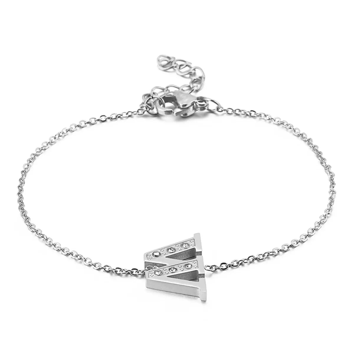 New 26 English Letters Diamond Fashion Personality Stainless Steel Bracelet