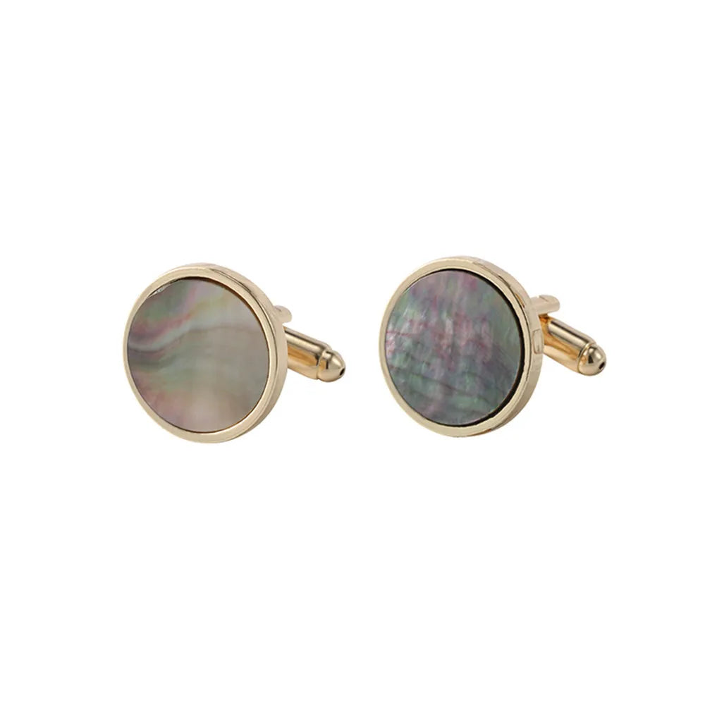 New Abalone And Fritillary Men'S Cufflinks Heart Gradient Shell Cuff Nail