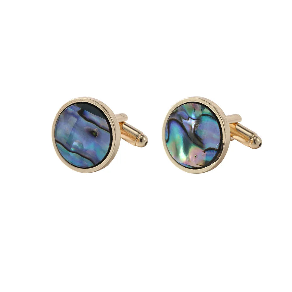 New Abalone And Fritillary Men'S Cufflinks Heart Gradient Shell Cuff Nail