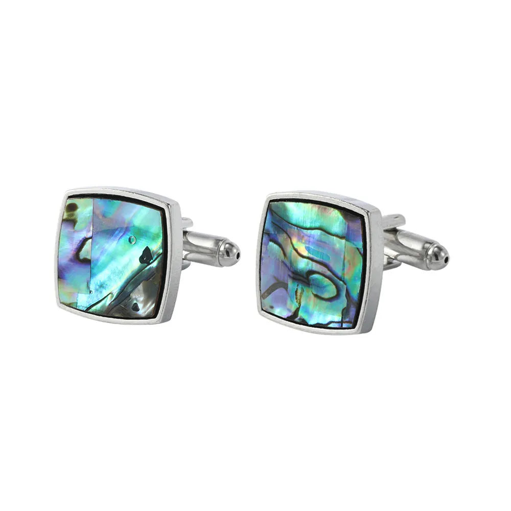 New Abalone And Fritillary Men'S Cufflinks Heart Gradient Shell Cuff Nail