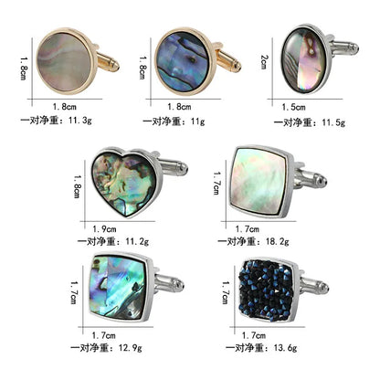 New Abalone And Fritillary Men'S Cufflinks Heart Gradient Shell Cuff Nail