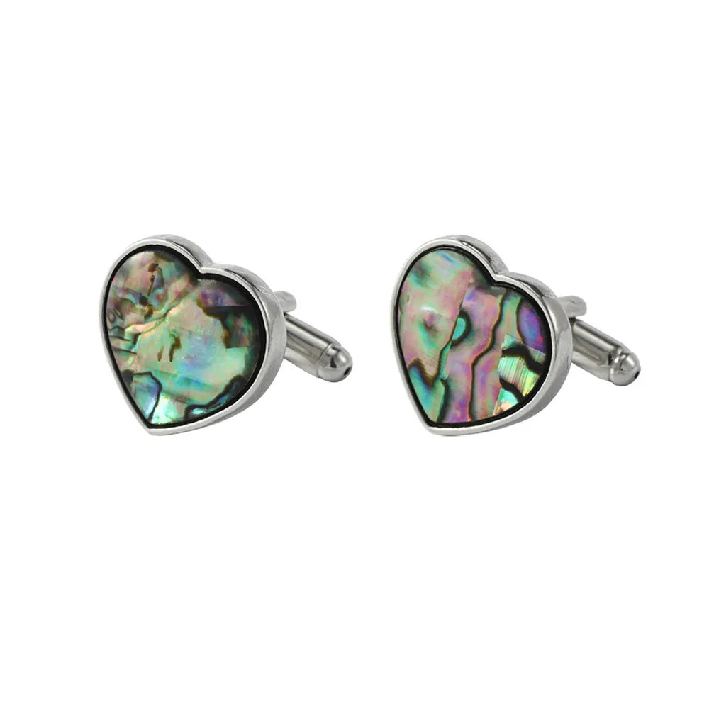 New Abalone And Fritillary Men'S Cufflinks Heart Gradient Shell Cuff Nail