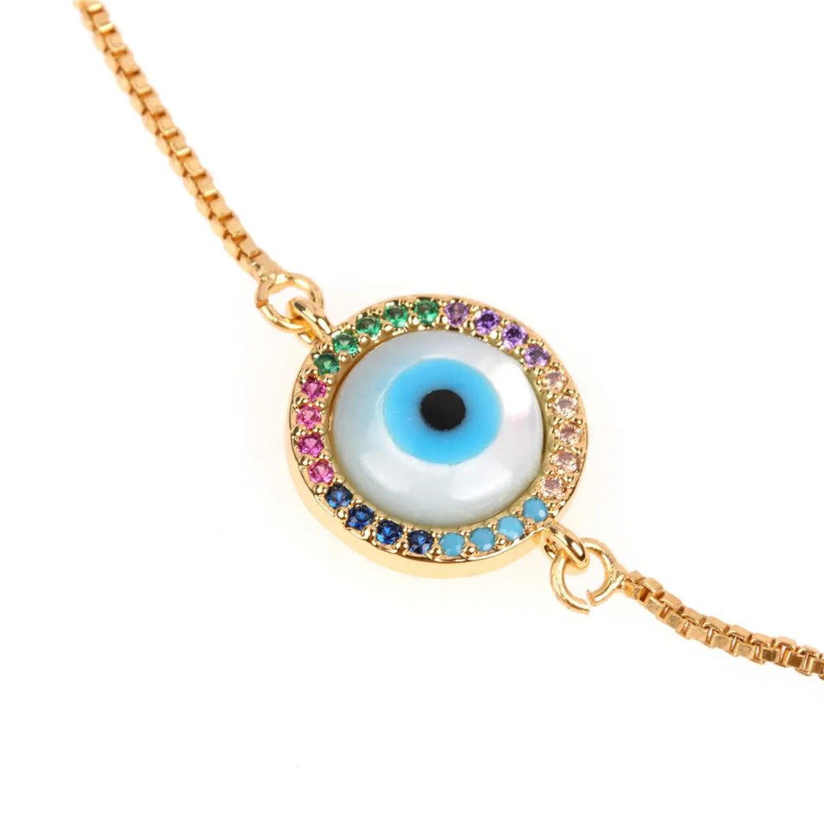 New Accessories Blue Eye Bracelet Devil's Eye Micro Inlaid Diamond Shell Pulling Zircon Bracelet