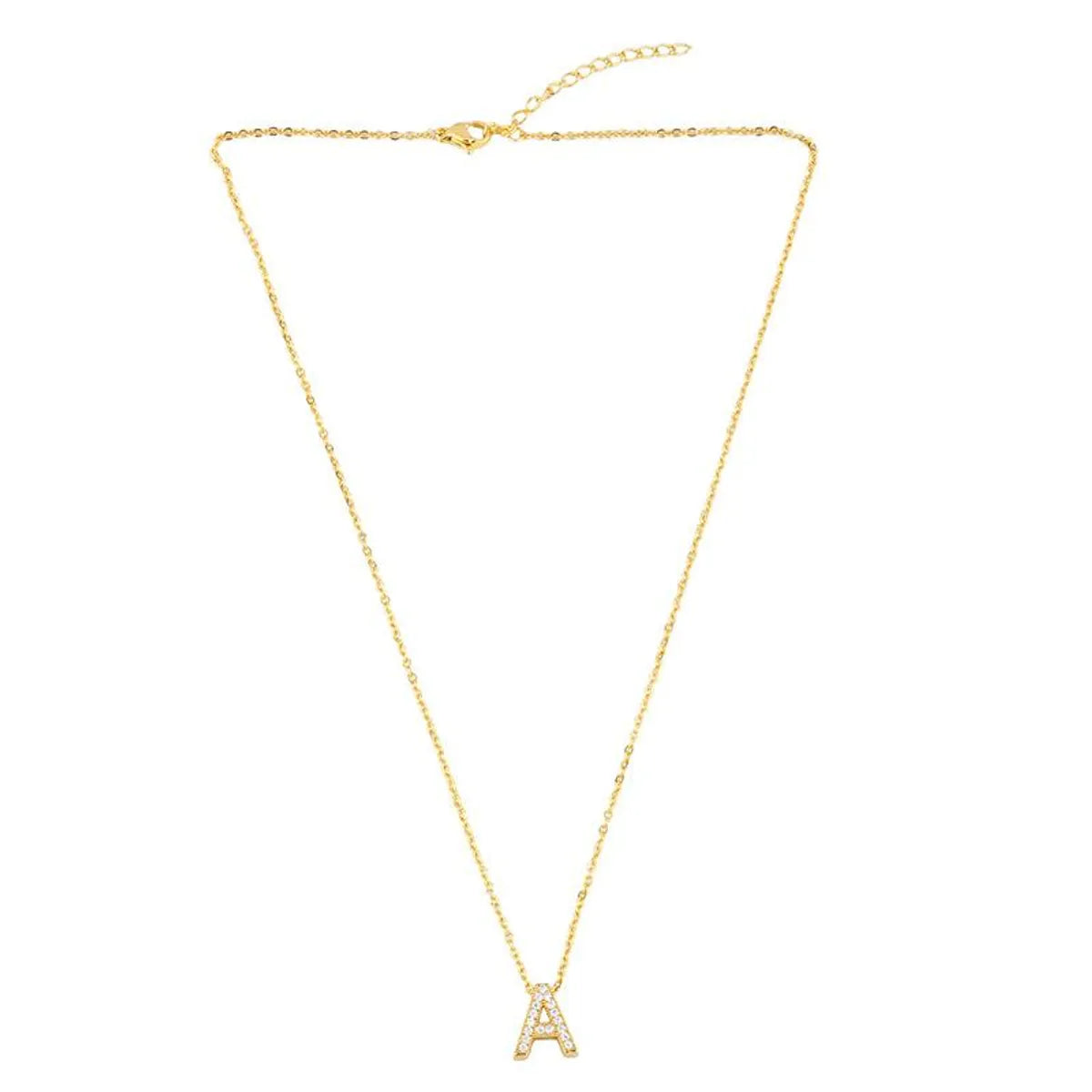 Fashion Letter Copper Gold Plated Zircon Necklace